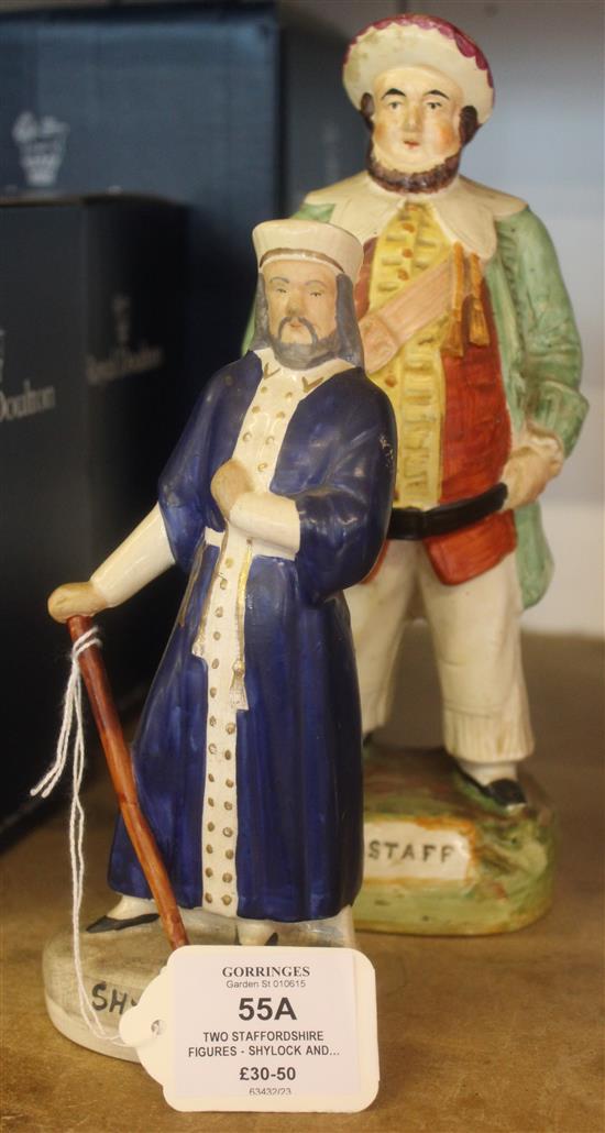 Two Staffordshire figures - Shylock and Falstaff